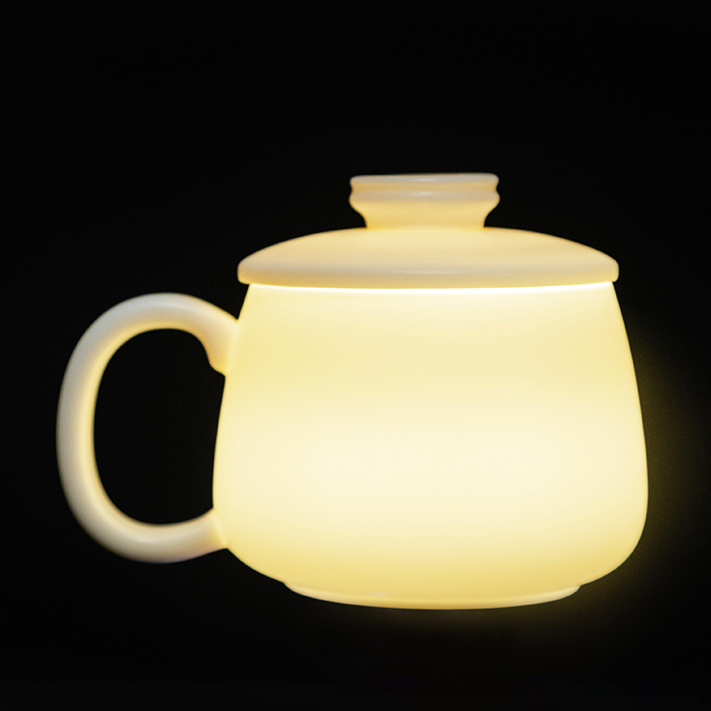 White Porcelain with Lid Filter Office Mug with Liner Tea Water Separation Mug Personal Ceramic Tea Mugs