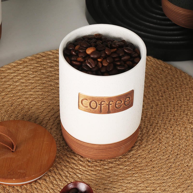 Large Storage Containers with Lids, Ceramic Coffee Container Kitchen Food Storage Jars for Spice Sugar Tea Bag
