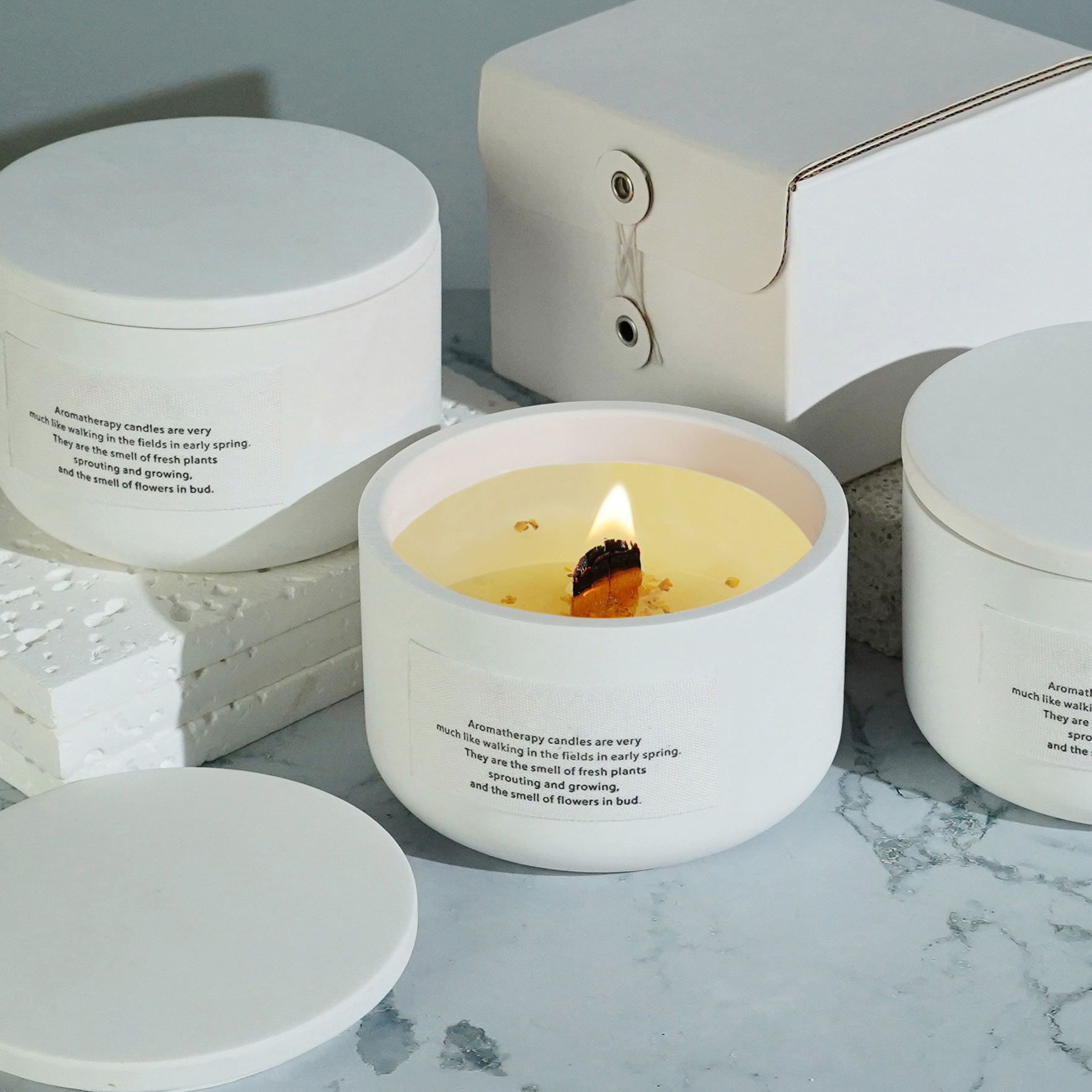 DIY Ceramic Jar Candles Private Label Soy Wax with Wooden Wick and Gift Box Porcelain Candles Scented