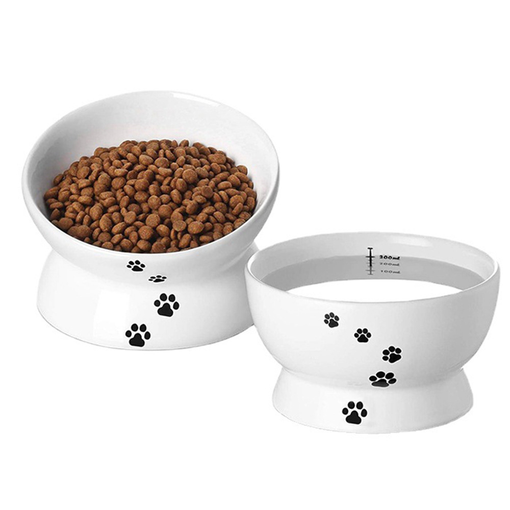 Custom Non-slip Ceramic Elevated Cat Food Water Bowl Printed Elevated Ceramic Dog Pet Bowls Food Feeders