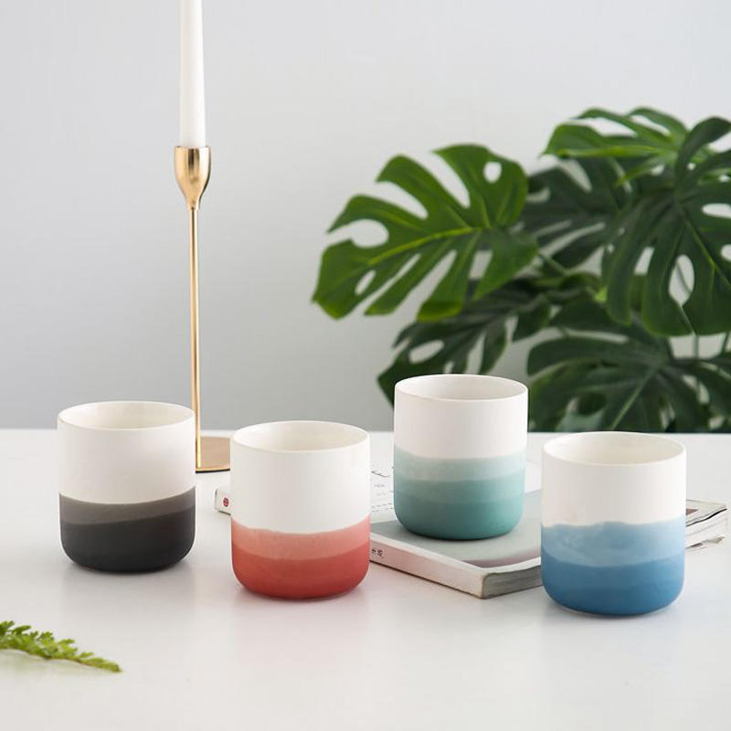 Design Unique Matte Finish Empty Ceramic Candle Jars Home Decoration Gift Item Gradient Designs Candle