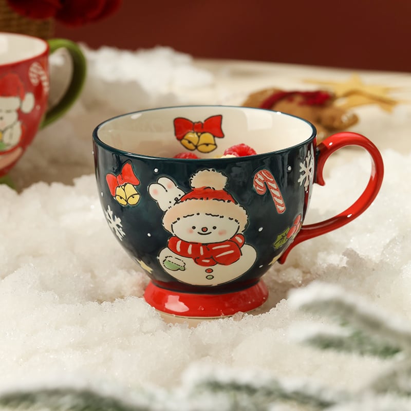 Christmas Gifts Snowman Mug Breakfast Ceramic Mug New Year's souvenirs Girls Birthday Practical
