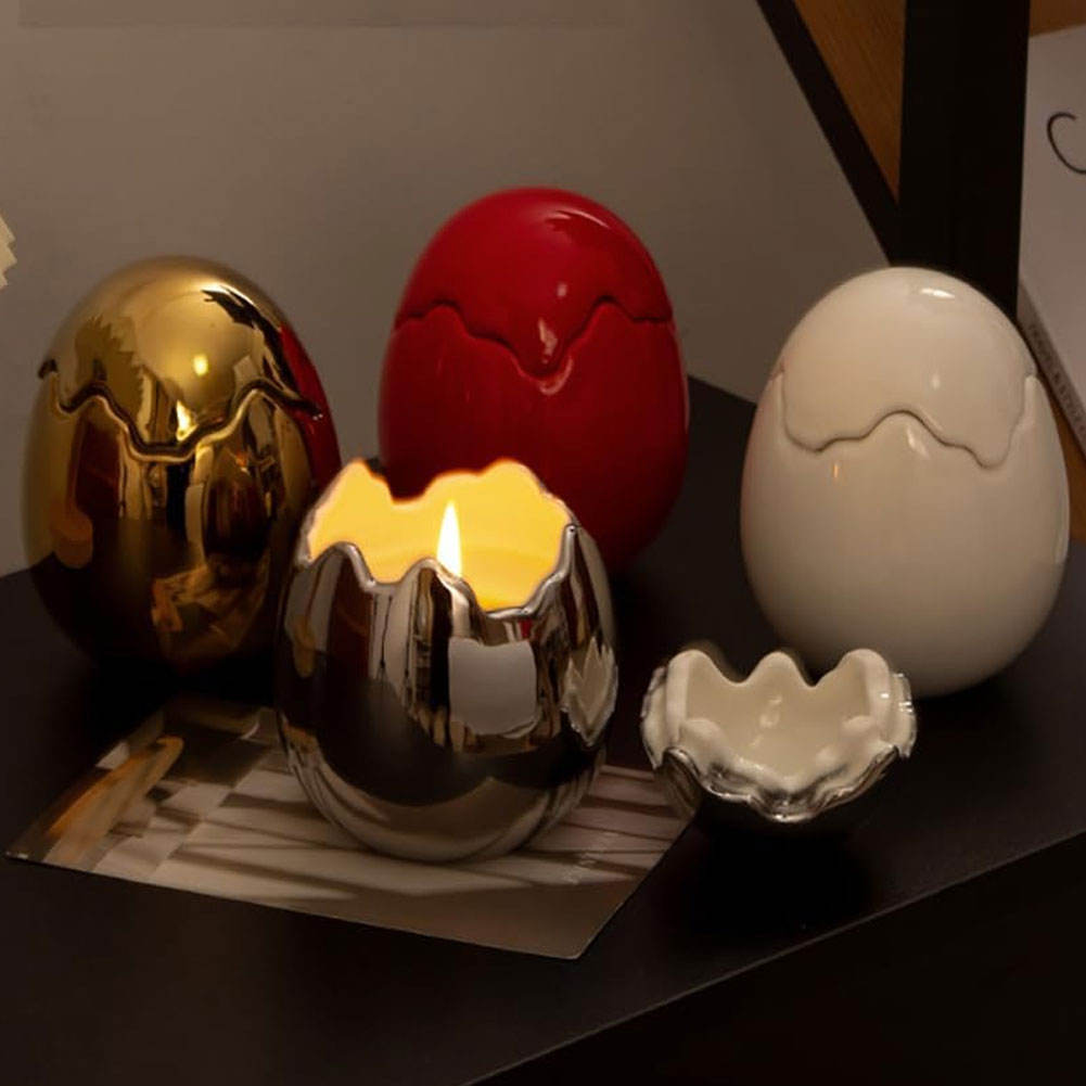 Egg Shaped Candle Ceramic Containers Candle Containers Empty Cup Decorative Jar Ideal Gifts Ceramic Holders for Easter