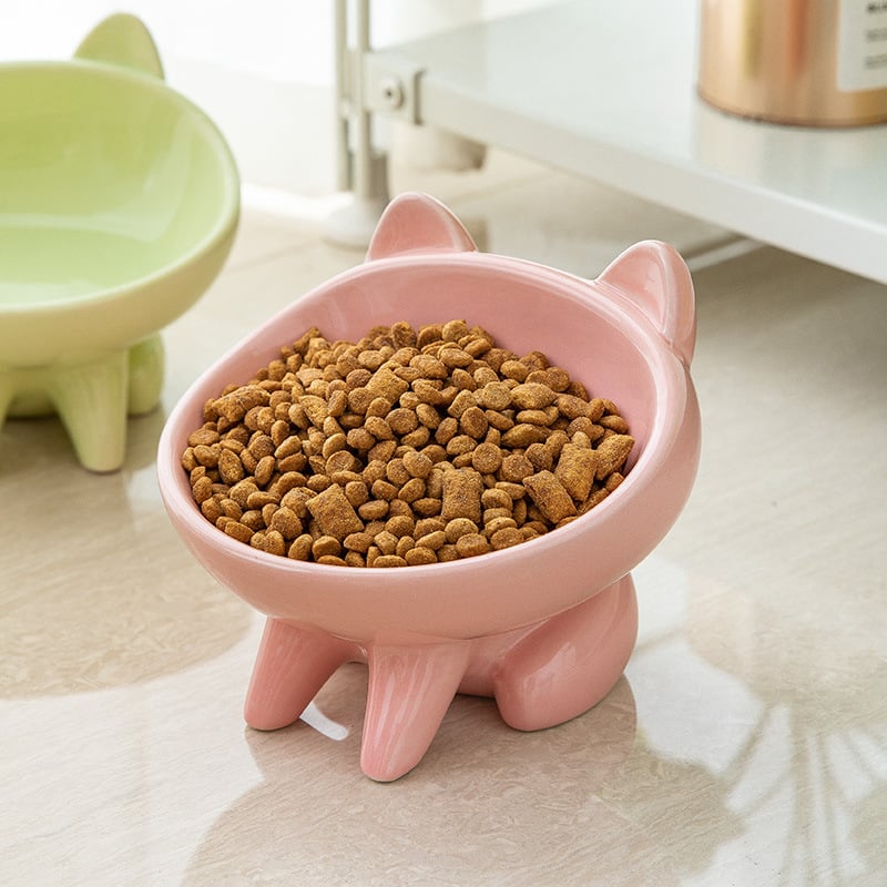 Factory Direct Sale Ceramic Pet Cat Bowl Oblique Mouth Cat Food Bowl Protect Cervical Spine Ceramic Pet Bowl
