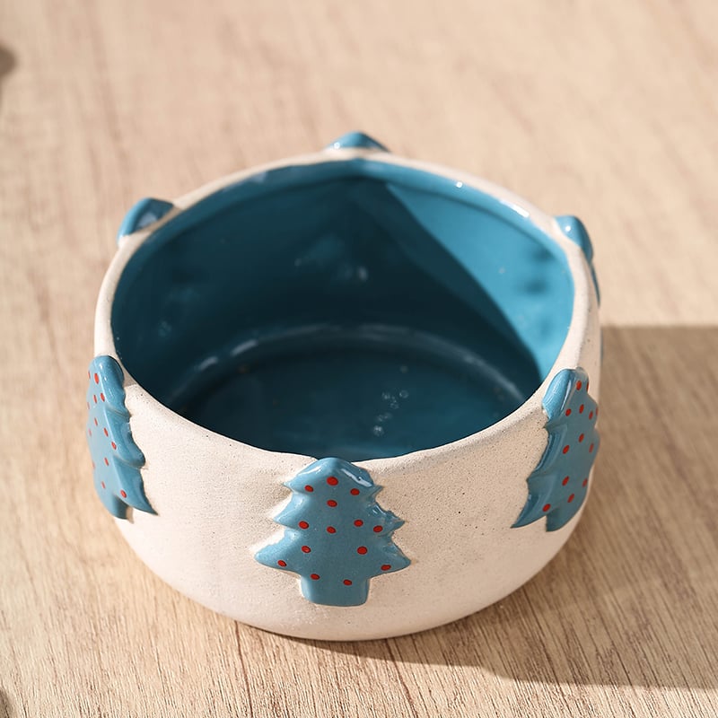 Cute High Value Christmas Tree Bowl Dessert Fruit Bowl Ceramic Matte High Temperature Resistant