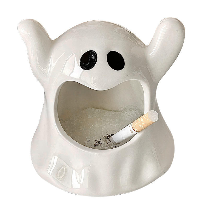Advanced Sense Niche Customizable Ceramic Ashtray Porcelain Ghost Design Dormitory Living Room Personalized Gift Ornament Box