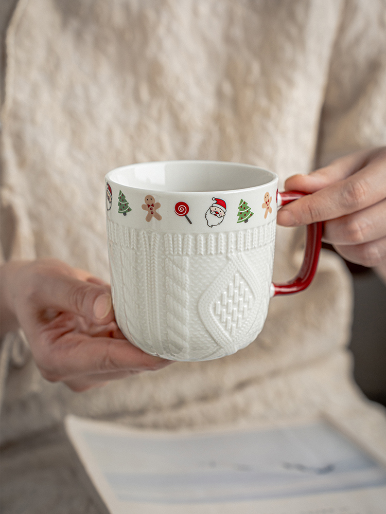 Embossed Couple Mug Pair High-value Mug Holiday Gift Ceramic Coffee Mug Household Mugs