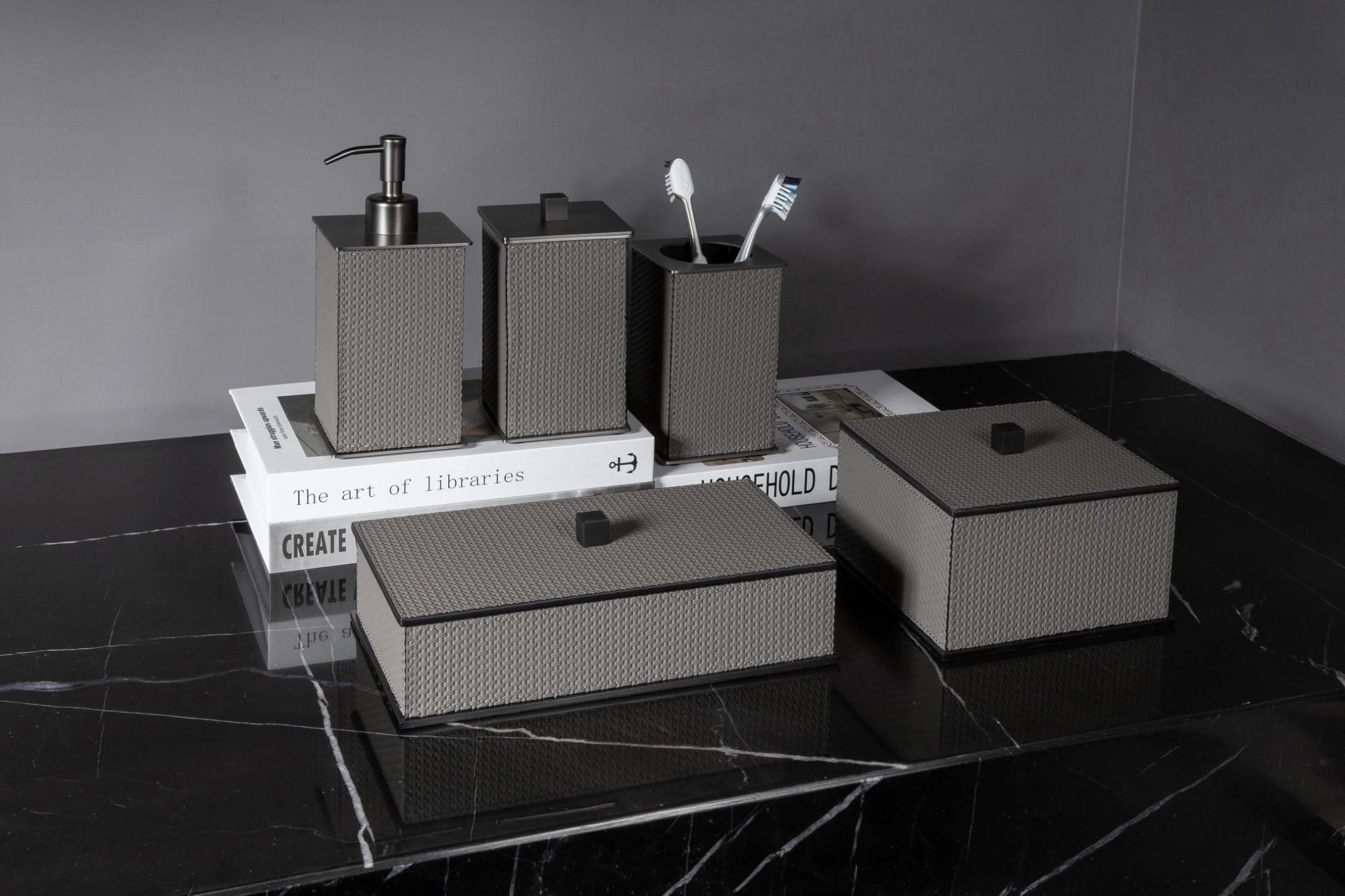 Modern Luxury Leather Bathroom Accessories Set Selling separately soap dispenser for Home Hotel Decoration