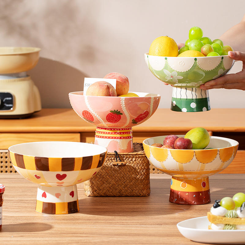 Everyday Household Use Hand-Painted Ceramic Fruit Plate Underglaze Coloring Pattern Porcelain
