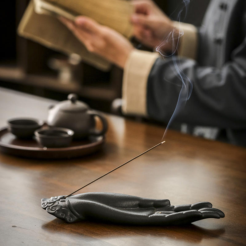 Creative Ceramic Border Buddha Hand Incense Burner Sandalwood Incense Insertion Bed Incense Path Line Diffuser