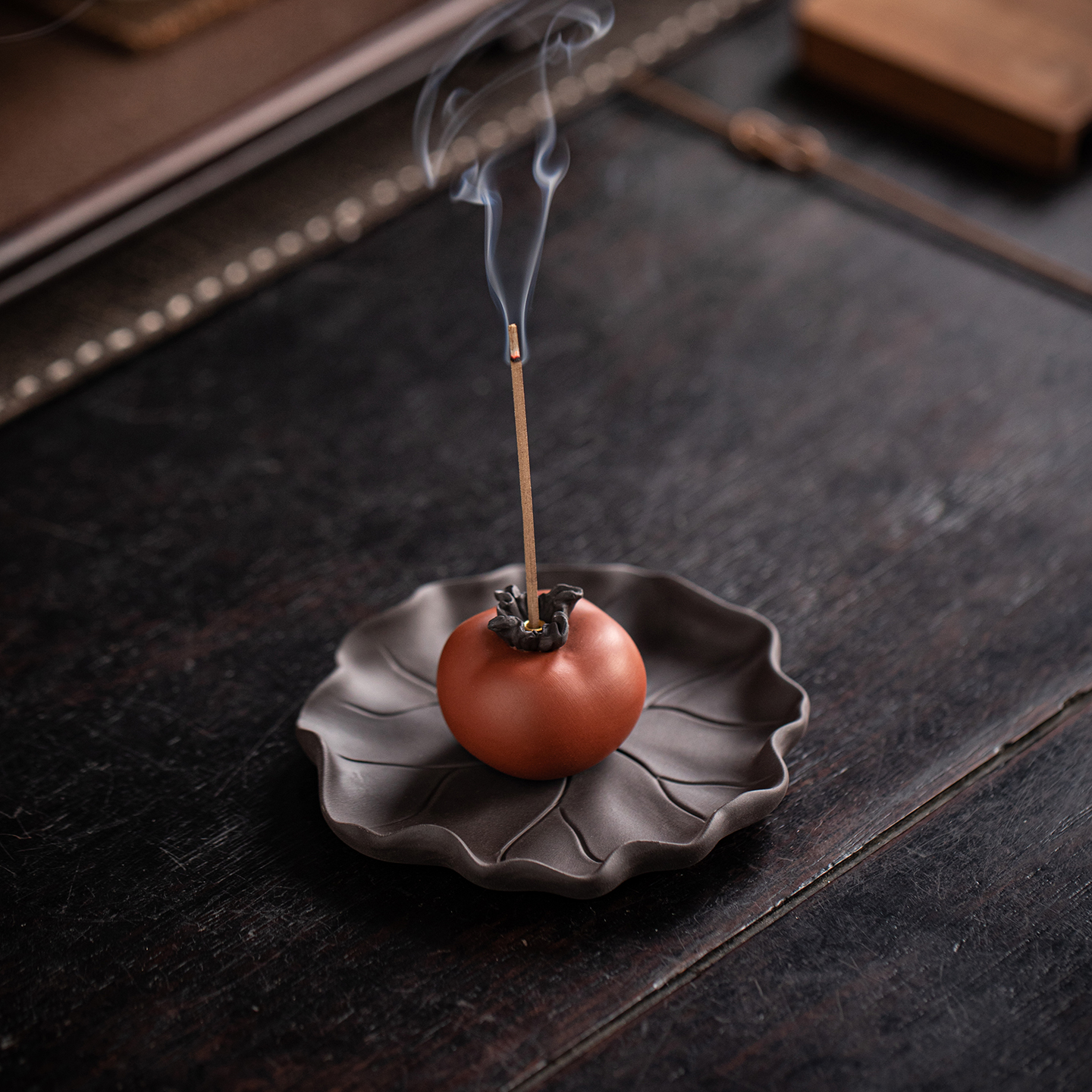 Persimmon Persimmon Ruyi Ceramic Incense Insert Incense Holder Household Indoor Incense incense sandalwood incense smoker Tea Ceremony Persimmon Incense Holder Decoration