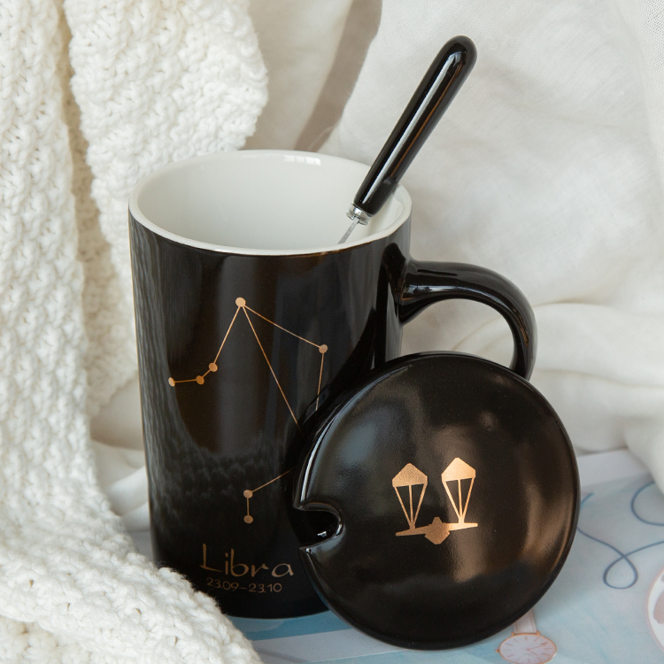Constellation Couple Gift Mug Sublimation Ceramic Coffee Cups With Lid