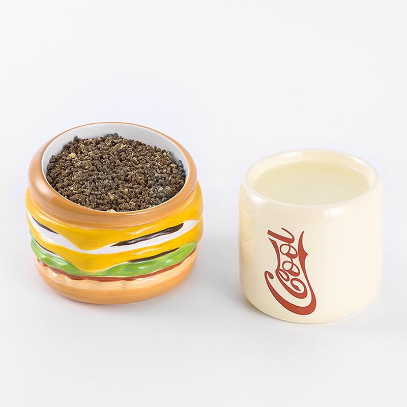 Hamburg Coke Ceramic Double Bowl Pet Food Water Bowl High Leg Slant Mouth Design to Protect Cervical Vertebrae Cat Dog Feeding
