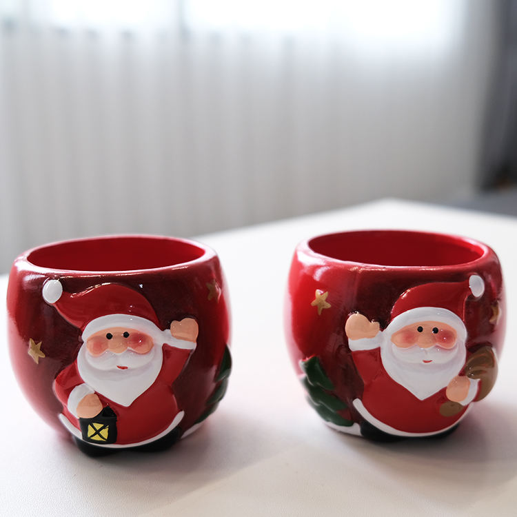 Flowerpot Ceramic Set Christmas Santa Claus Deer Ceramic Flower Pots