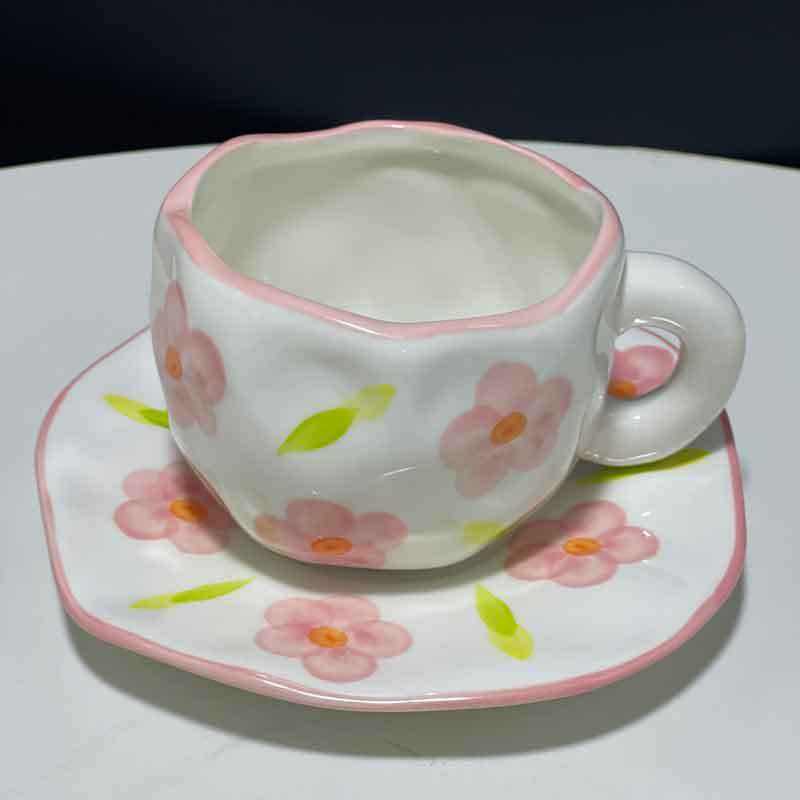New Design Blue Sky and White Clouds Hand-painted Ceramic Cup and Plate Set Suitable for Home Office Daily