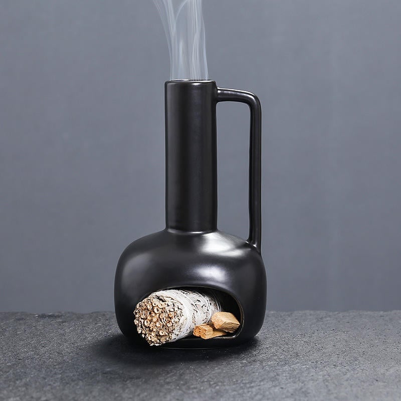 Palo Santo Incense Burner Ceramic Holder Tray Handle Burning Sage Sacred Wood Aromatic Candy Scent Musk Material Diffuser