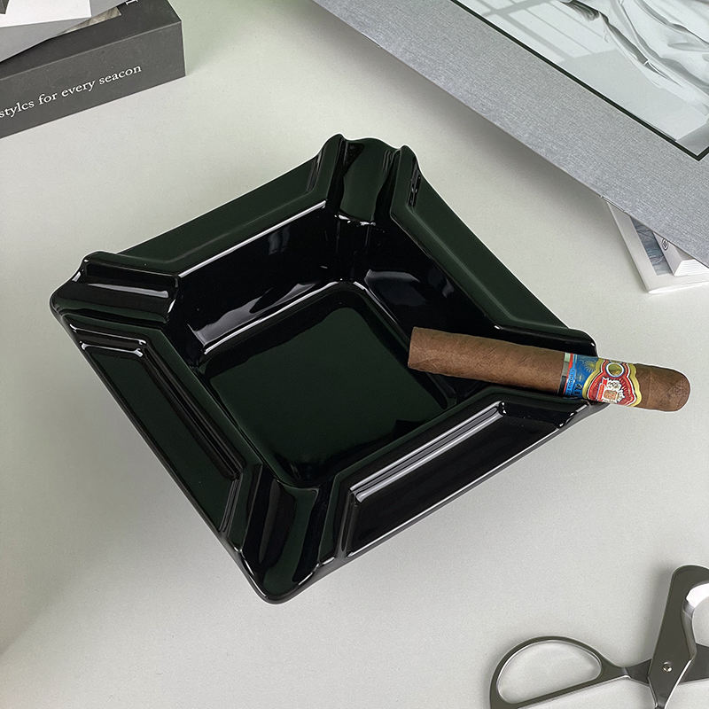 Ceramic Ashtray High Quality Custom Smoking Ashtray Square Shape with logo for Hotel for Office