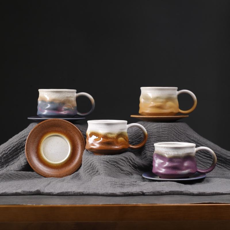 2025 new Style Ceramic Cup Stoneware afternoon Tea Cup 240ml Mug for Latte porcelain Ceramic Coffee Cup With Saucer set
