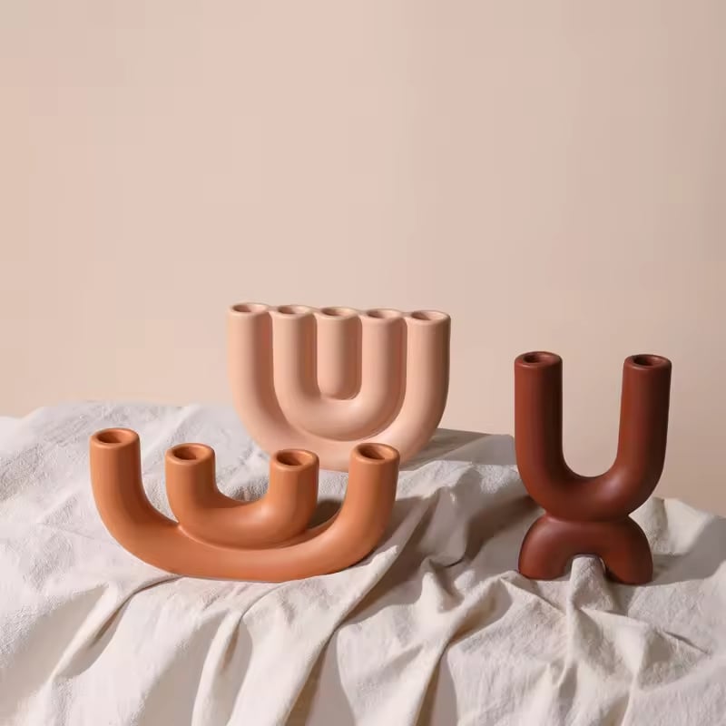 Nordic Modern Simple Ins Ceramic Candlestick Home Decoration for Living Room Wholesale Candleholders Lanterns Candle Jars
