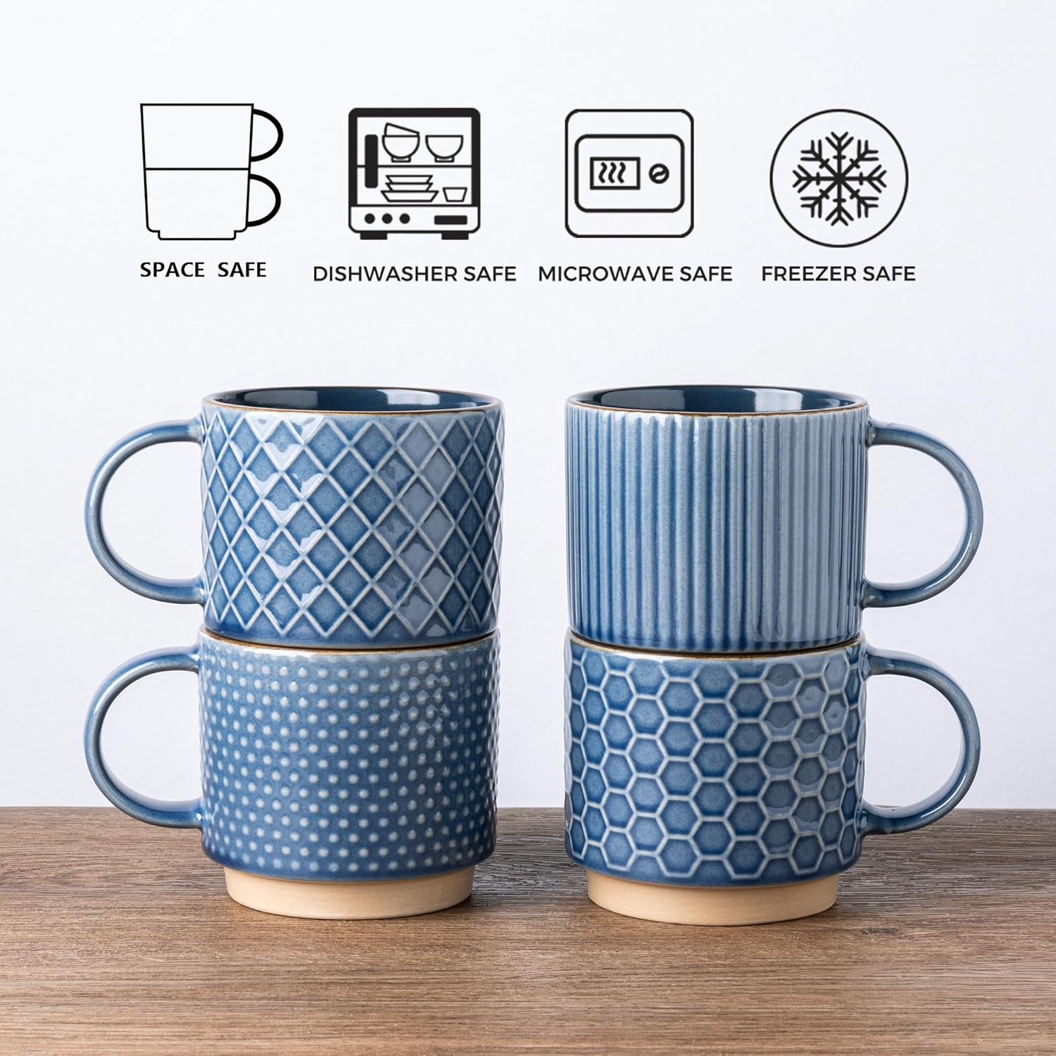15OZ Embossed Stoneware Ceramic Coffee Tea Mug Big Volume Cups on Sale for Business Gifts