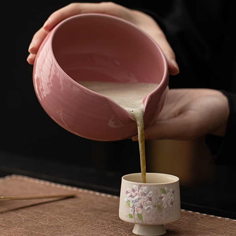 Peach Powder Matcha Bowl Set Tea Brush Stand Foam Stirring Spot Tea Ceremony Tea Accessories Tea Brush Placer Ceramic