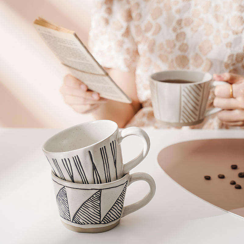 Coffee Cup and Saucer Set Ceramic Wholesale Creative Scandinavian High Color Design Sense Home European Business Morandi Cups