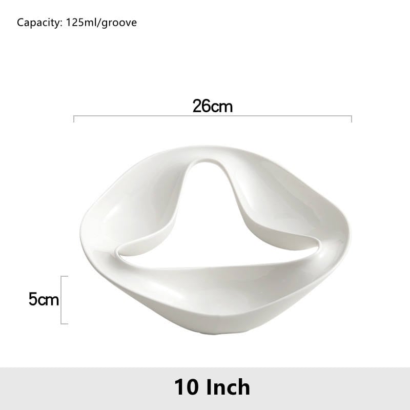 Luxury White Porcelain Irregular Dinner Plates for Restaurant Hotel Serving Show Plate Dessert Cold Dishes