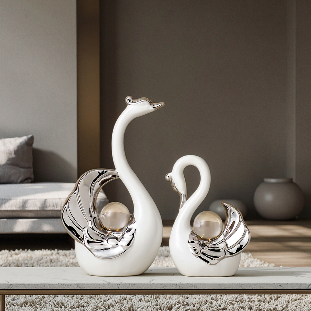 Swans Couples Wedding Valentine Gift Modern Nordic Aesthetic Room Decor Ornaments Ceramic Decorations for Tabletop Decoration