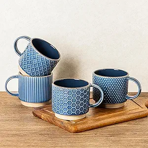 15OZ Embossed Stoneware Ceramic Coffee Tea Mug Big Volume Cups on Sale for Business Gifts