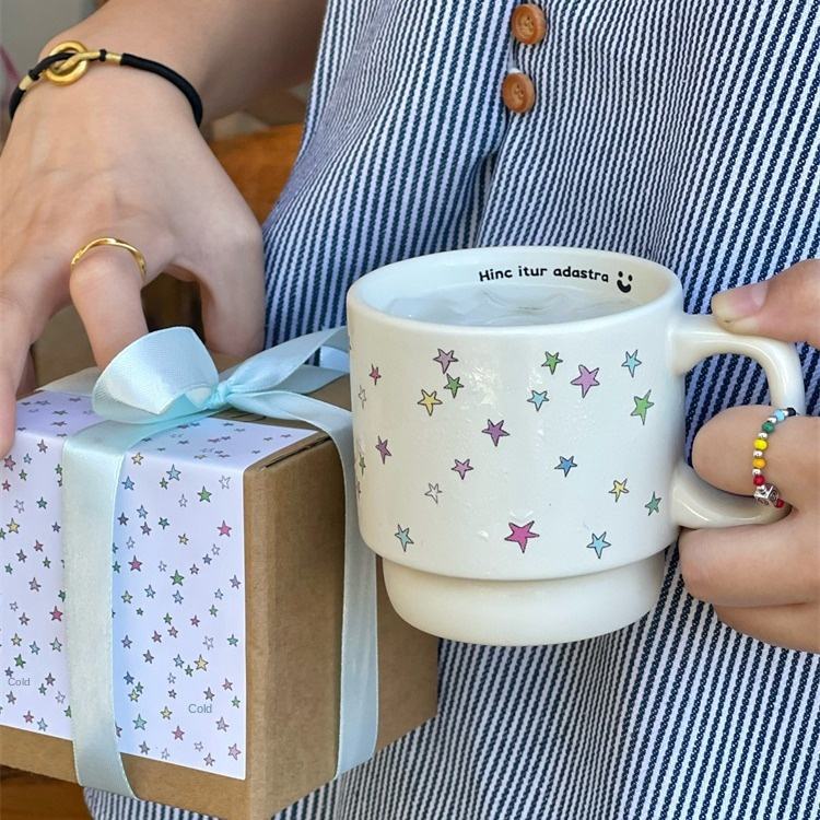 Original Color Stars Ceramic Mug Homemade Classic Design Business Gifts Water Beer Coffee Milk Girl's Breakfast Cup Gift Box