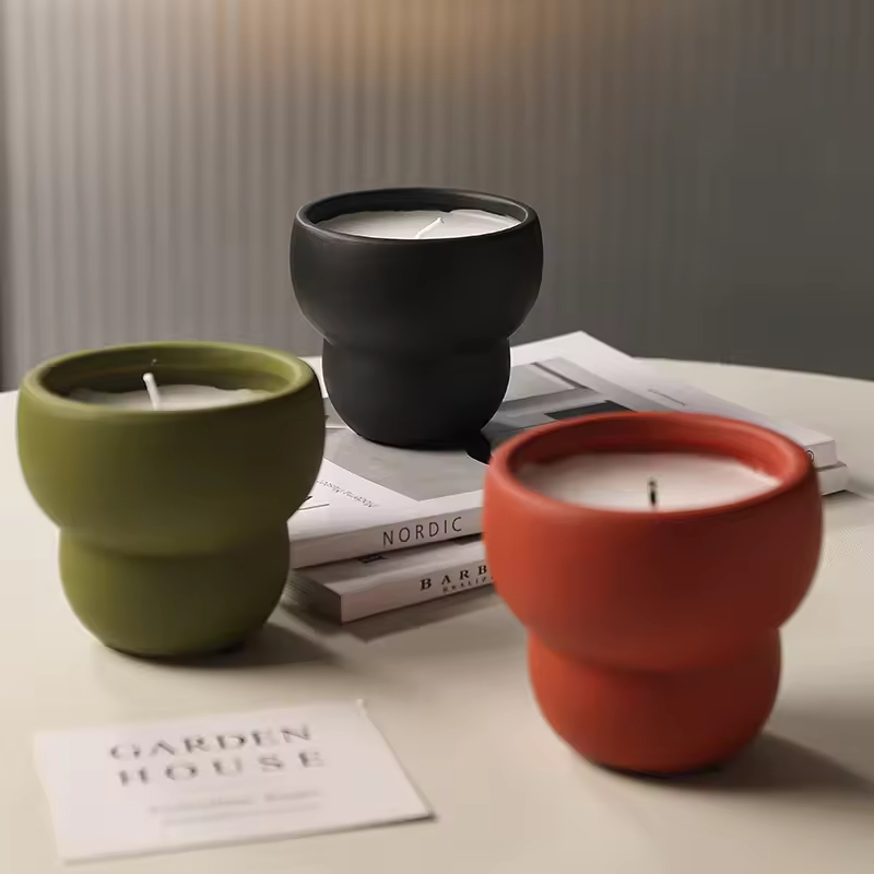 Ceramic Wax Candles Home Decor Candle Jars for New Year Christmas and Birthday Gifts