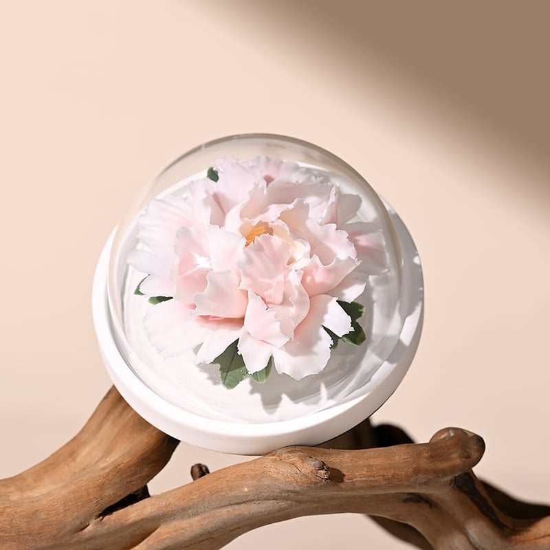 Set di Diffusore d'Aromi con Fiore di Peonia Fluttuante in Porcellana Bianca Non-ereditaria Dehua, Regalo per Matrimoni