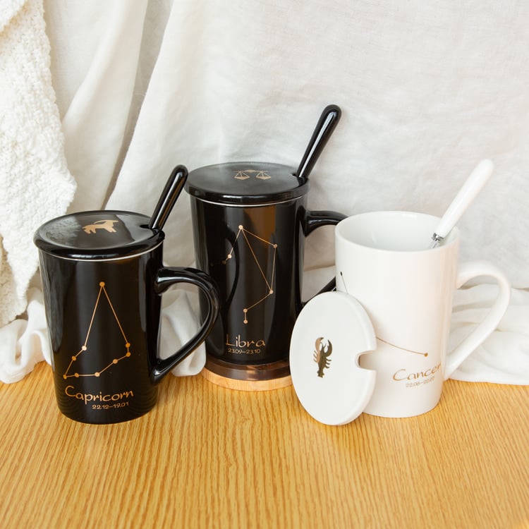 Constellation Couple Gift Mug Sublimation Ceramic Coffee Cups With Lid