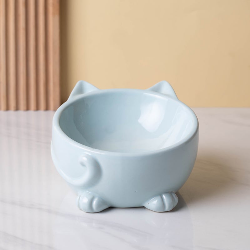 Sale Cute Cat Shape High Foot Stand Food Water Pet Dog Cat Raised Bowl Dog Bowl Stand Pet Bowl Ceramic