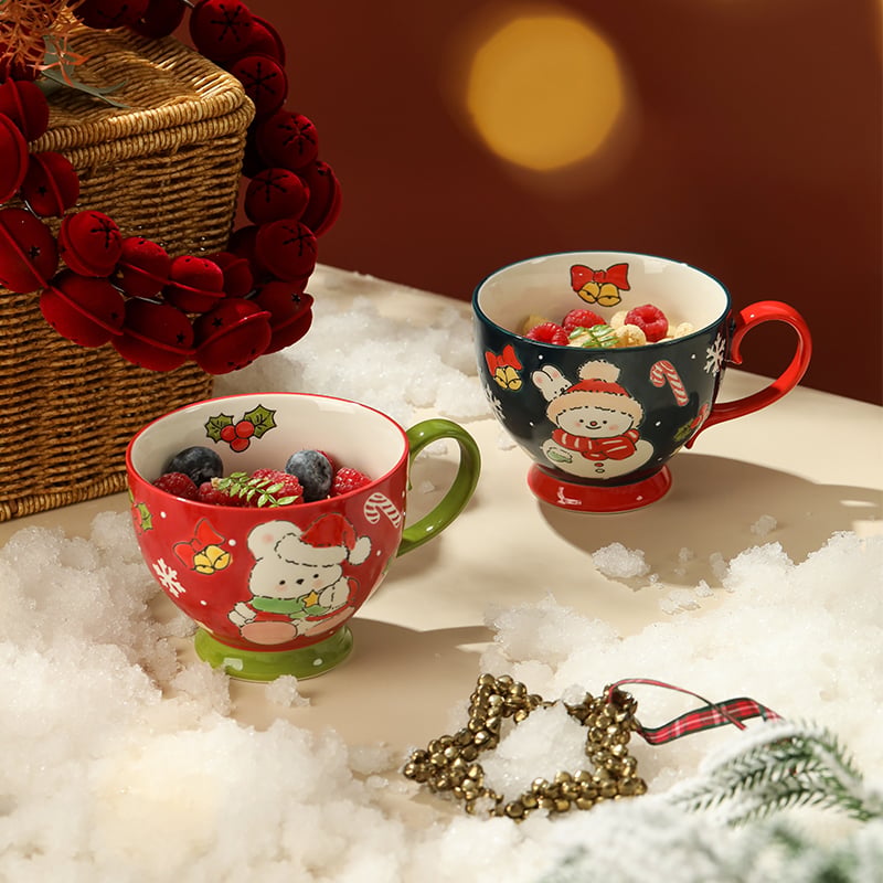 Christmas Gifts Snowman Mug Breakfast Ceramic Mug New Year's souvenirs Girls Birthday Practical
