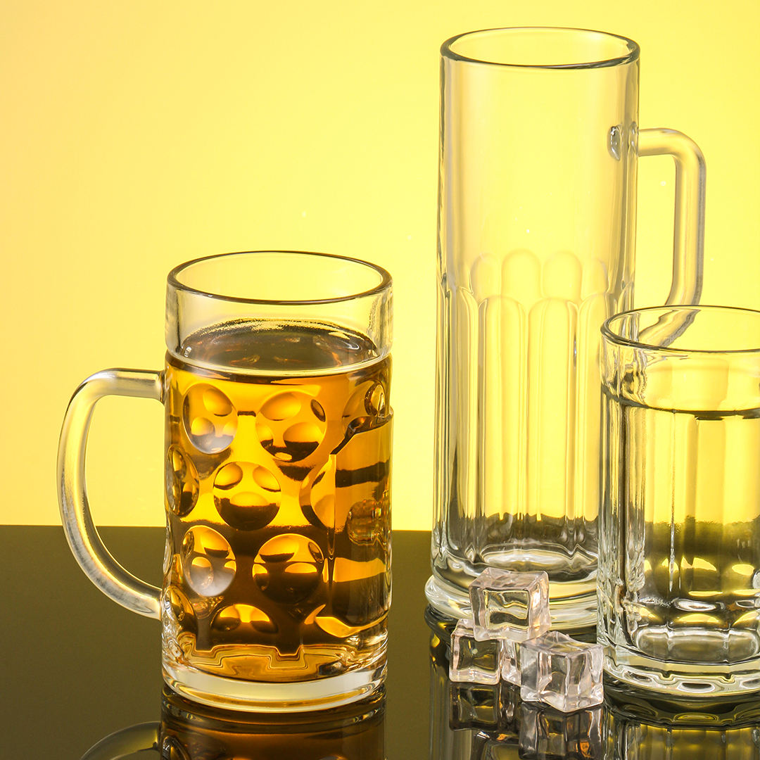 Wholesale Custom Private Label Logo Classic 1L Beer Glasses High Quality Glass Beers Mug Large Clear Beer Glass With Handle