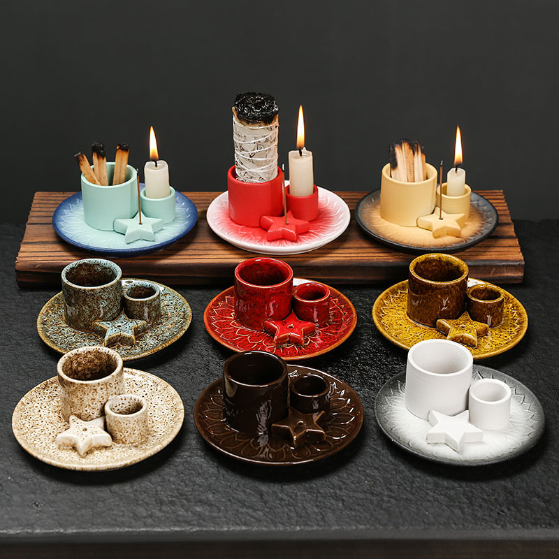 Organic Ceramic Incense Stick Holder for Sage and Candles for Spiritual Healing