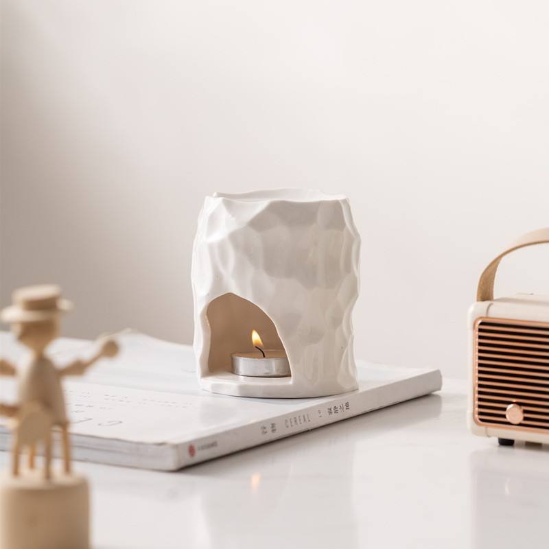 Nordic Style Ceramic Essential Oil Furnace Fireless Household Aromatherapy Cup with Creative Empty Candle for Fall Season