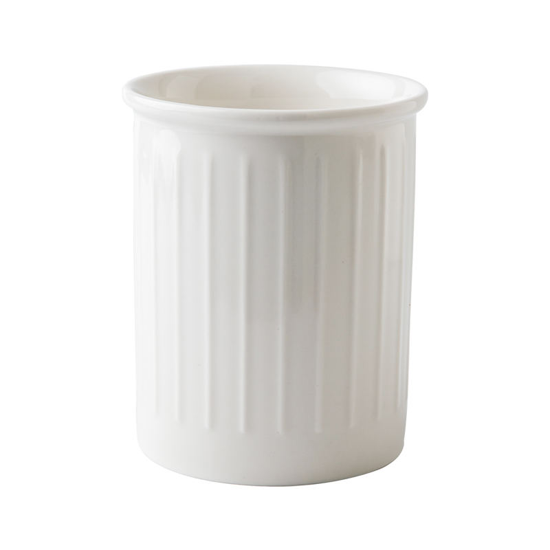 Large&Deep White Ceramic Utensil Holder for Kitchen Counter Minimalist in Aesthetic Kitchen Decor Capacity Storage Canister