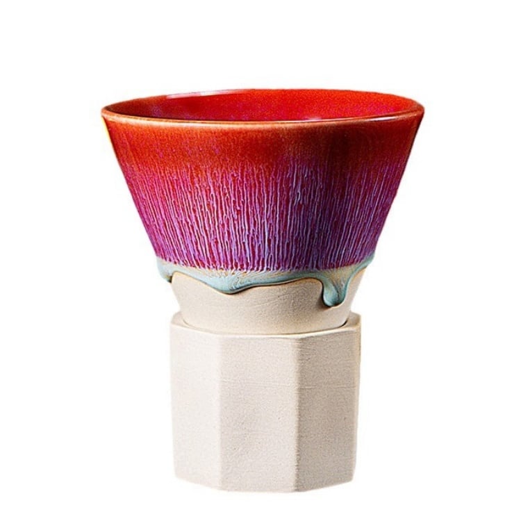 Custom Logo Vintage Italian Espresso Coffee Mug 190ml Funnel Cone Shape Ceramic Latte Coffee Tea Cups With Base