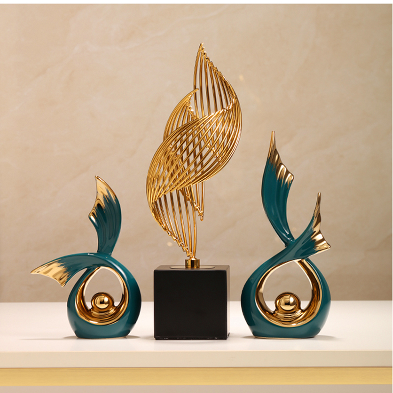 Modern Nordic Luxury Porcelain Ornaments Abstract Art Sculptures for Home Decor Office Unique Creative Ceramic Home Decoration