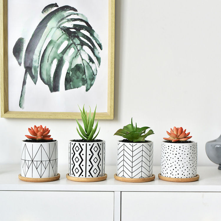 Handmade Geometric Ceramic Flower Pot New Style for Home or Garden for Indoor or Outdoor Planters