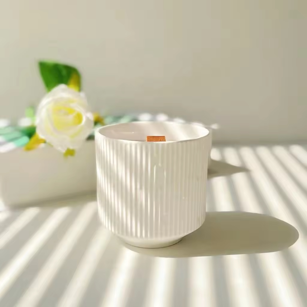 Hot Sale Wholesale Luxury Custom Lettering Print Handmade Wedding Birthday Gift Packaging Ceramic Jar Scented Candles