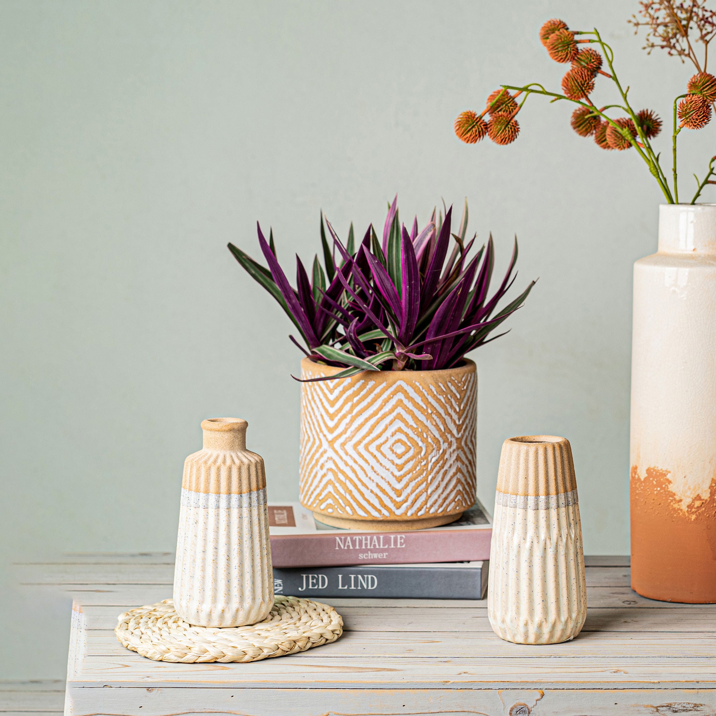 Home Balcony Decorative Embossed Matte Mini Succulent Cactus Pots Ceramic Porcelain Plant Pots for Garden