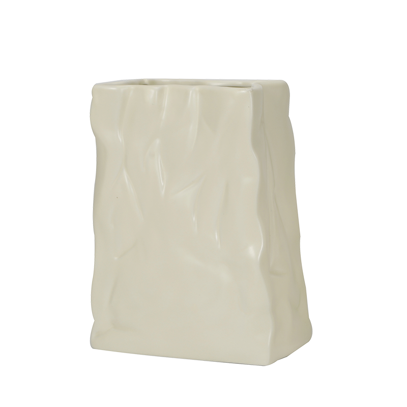 Fábrica de Sacos de Papel Rugoso Vaso Cerâmico para Vaso de Flores para Casa, Jardim, Mesa Branca para Decoração