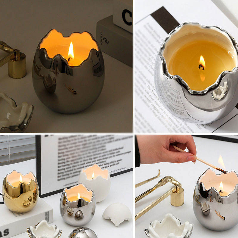 Egg Shaped Candle Ceramic Containers Candle Containers Empty Cup Decorative Jar Ideal Gifts Ceramic Holders for Easter
