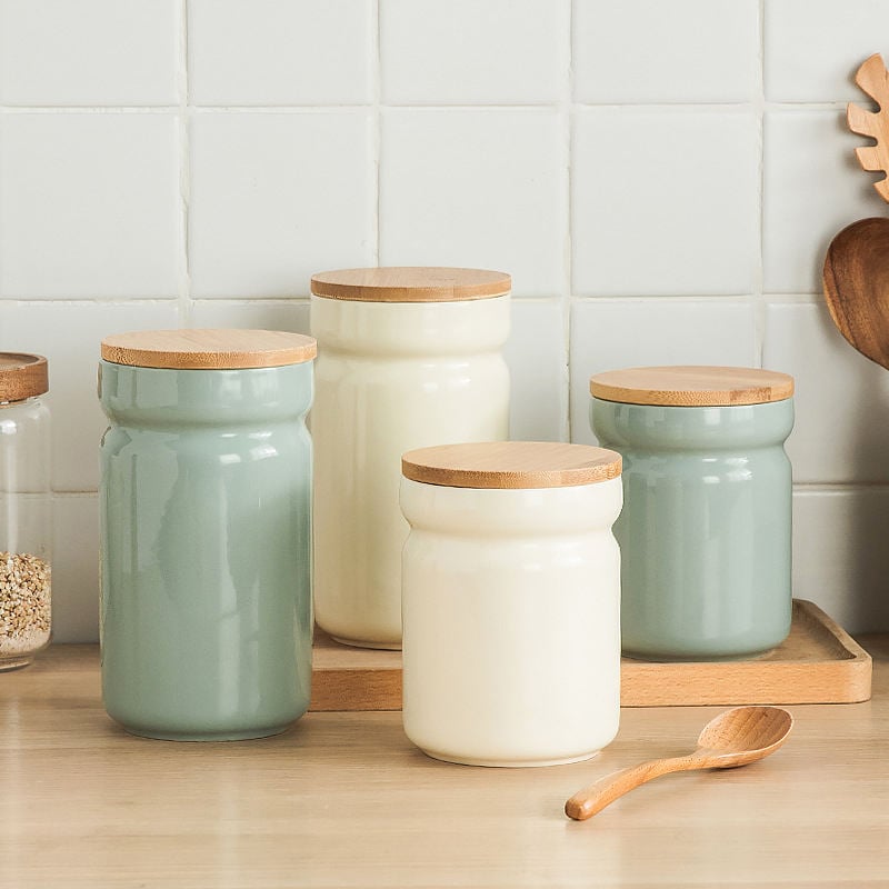 New Coarse Tea Pot Small Colourful Ceramic Jar Storage Tea Ceramic Tea Coffee Sugar Storage Jar Fine Canister Sets