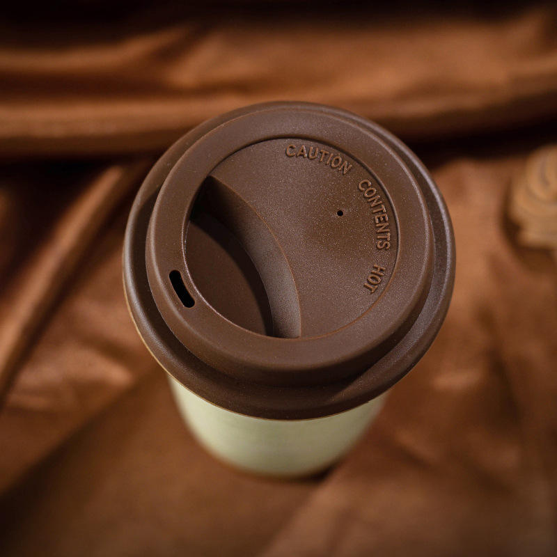 Custom Logo High Color Value Ceramic Travel Mug Take Away Coffee Mugs with Silicone Lid and Sleeve
