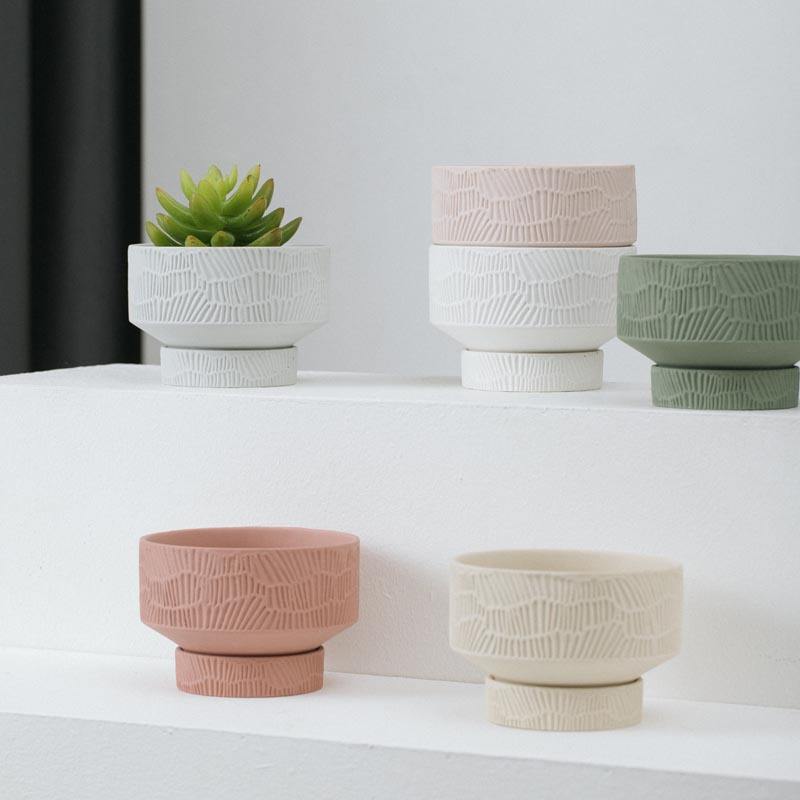 Ceramic Container Porcelain Flowerpot with Dual Use-for Garden or Candle Jar
