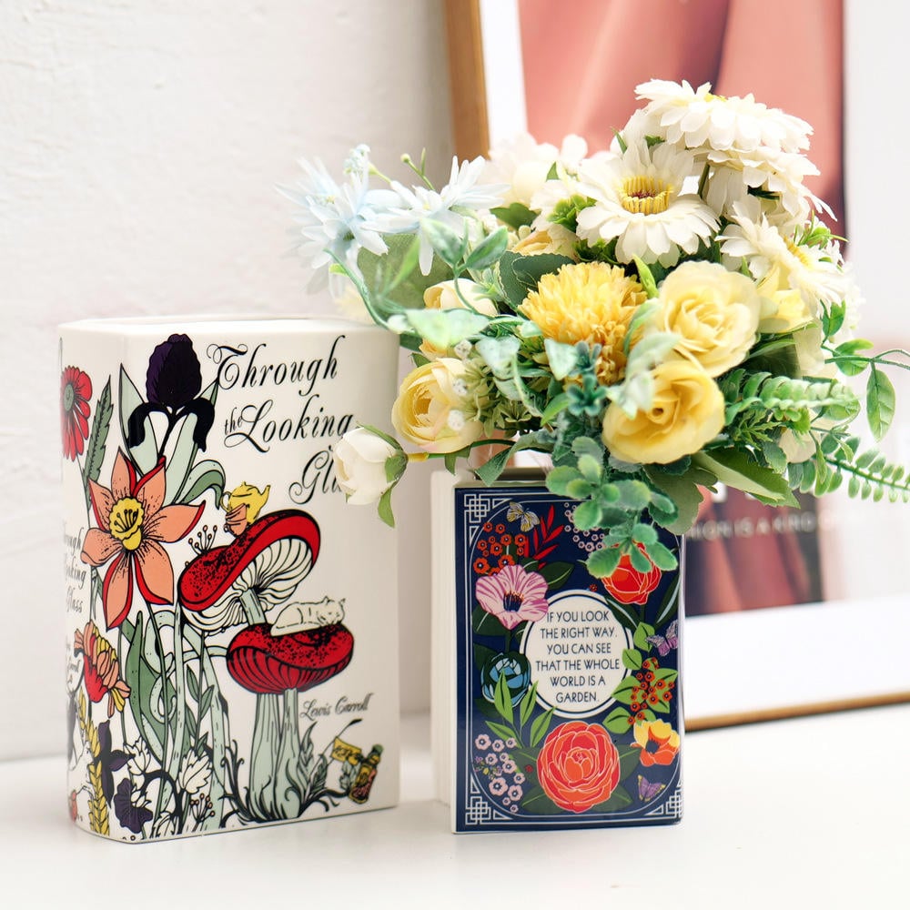 Creative Personality Book-shaped Vase Decoration Living Room Dining Table Ceramic Vase Decorator